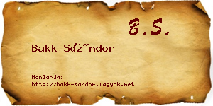 Bakk Sándor névjegykártya