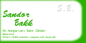 sandor bakk business card